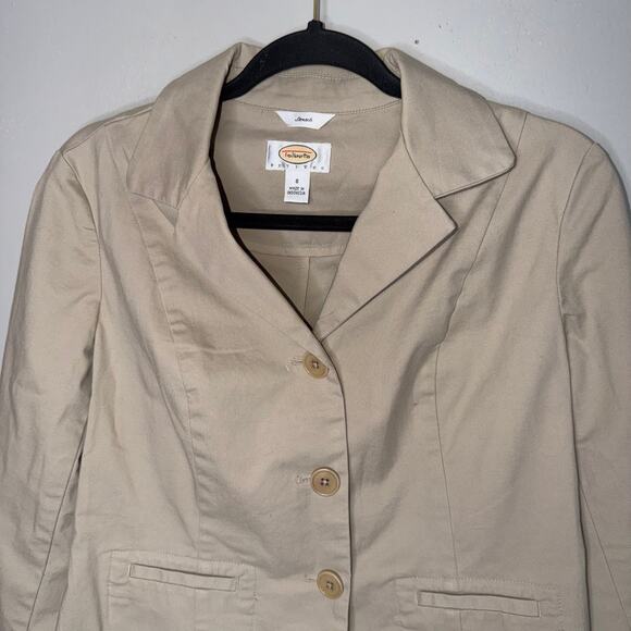 Talbots Jackets & Blazers - Talbots Petite Stretch Womens Size 8 Tan Long Sleeve Blazer Casual Business